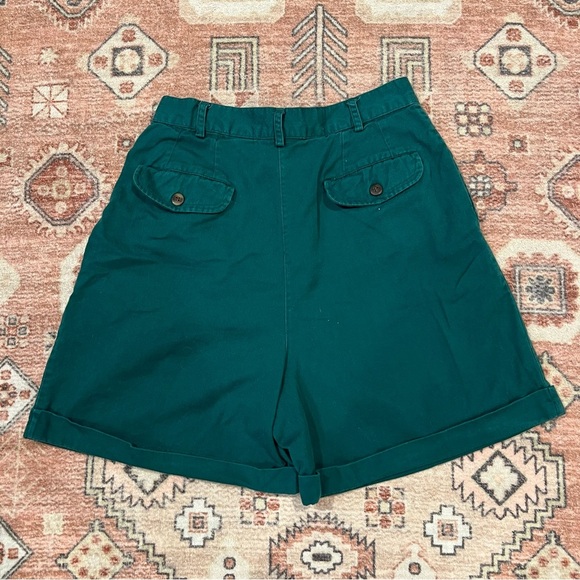Vintage 90s Emerald Green High Waisted Cotton Shorts - Picture 1 of 5